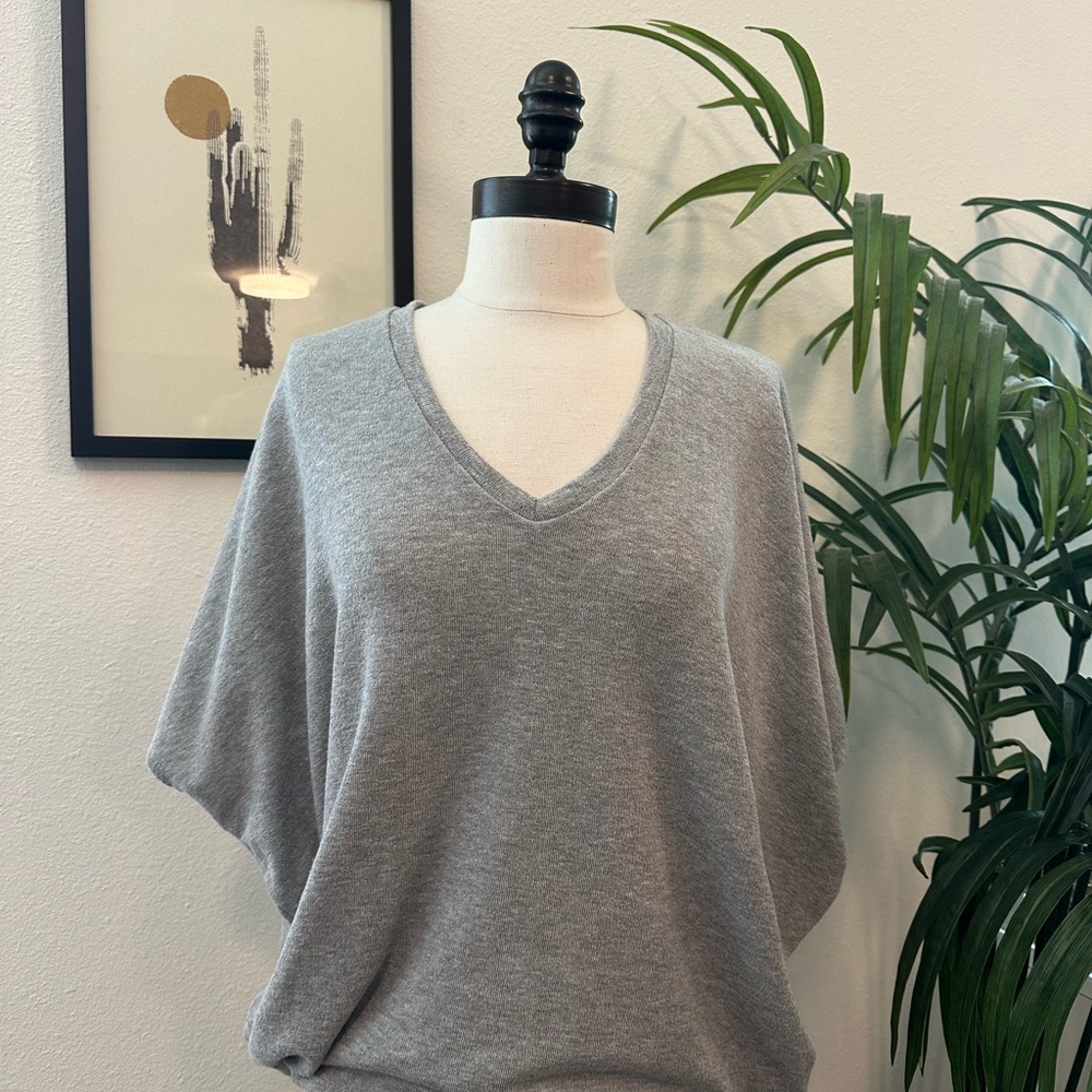 Gray V-Neck Women's Sweater M
